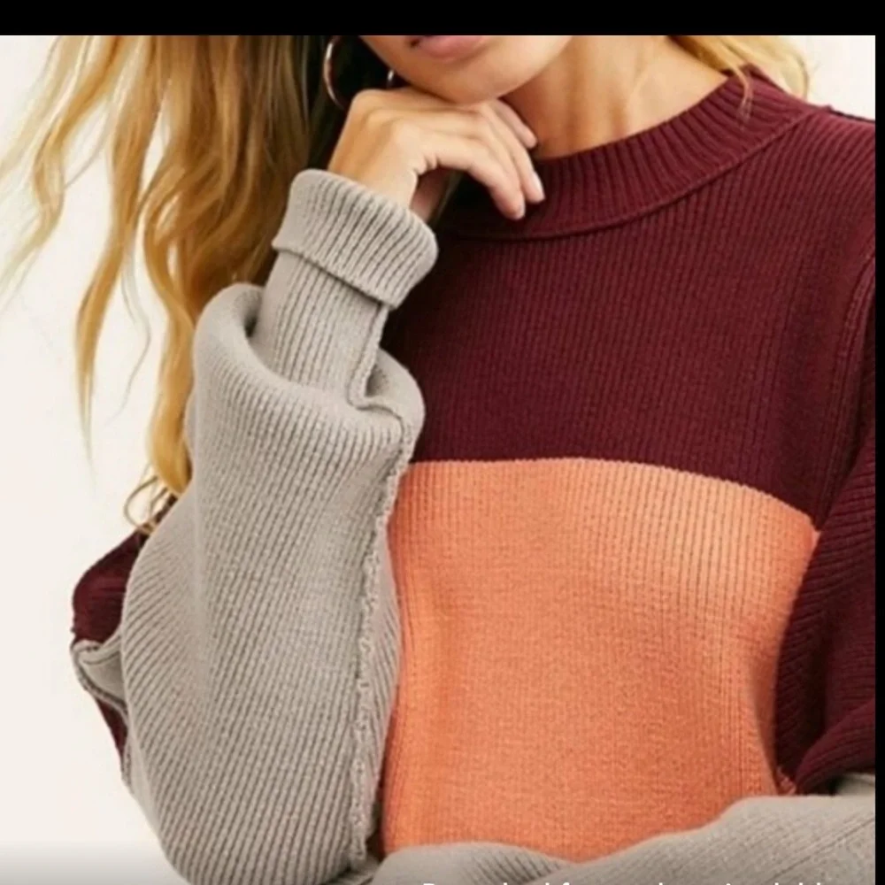 Free People Easy Street Tunic - Peach Combo | NWOT | oversized pullover sweater - Picture 7 of 7